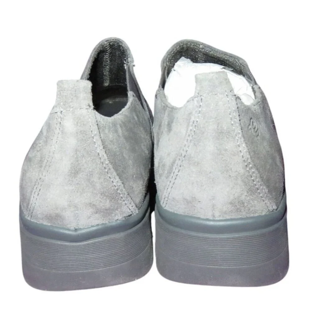 Easy Spirit Plume Loafers Gray Suede Leather Slip On Low Wedge Comfort Shoes 10W